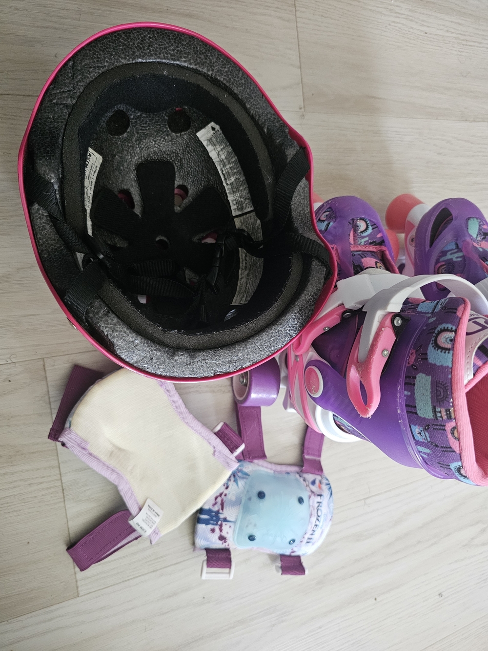 Kids Purple and Pink Roller Skates with Matching Helmet and Pads